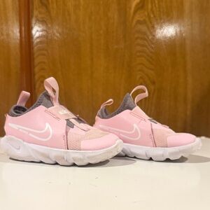 Nike Kids Pink and White Slip-On Athletic Sneakers with Pull Tabs